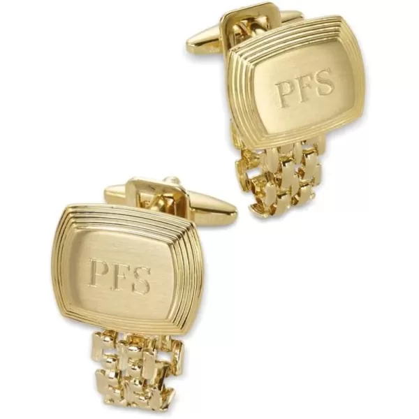 imagePaul Fredrick Mens Rectangle Chain Wrap With Brush Center Engraveable CufflinkGold