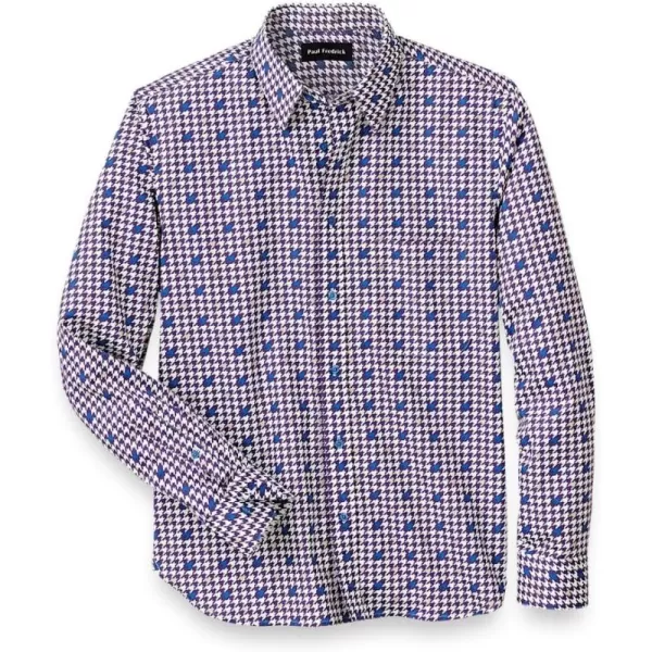 imagePaul Fredrick Mens Slim Fit Cotton Houndstooth Print Casual Shirt