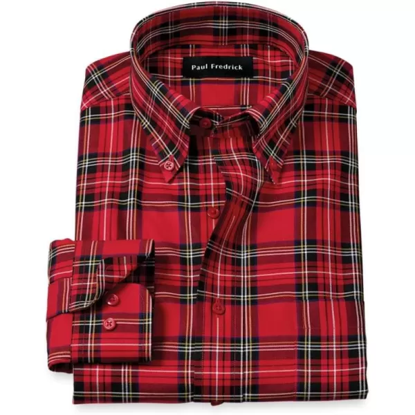 imagePaul Fredrick Mens Tailored Fit NonIron Cotton Plaid Dress Shirt