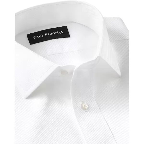 imagePaul Fredrick Mens Slim Fit NonIron Cotton Twill Spread Collar Dress ShirtWhite