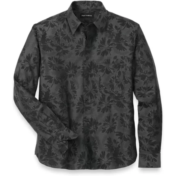 imagePaul Fredrick Mens Classic Fit Cotton Floral Jacquard Casual Shirt