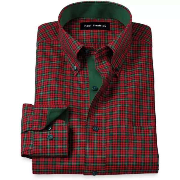 imagePaul Fredrick Mens Slim Fit NonIron Cotton Plaid Dress Shirt
