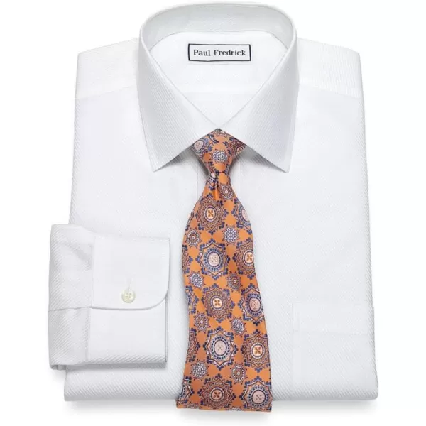 imagePaul Fredrick Mens Slim Fit NonIron Cotton Twill Spread Collar Dress ShirtWhite