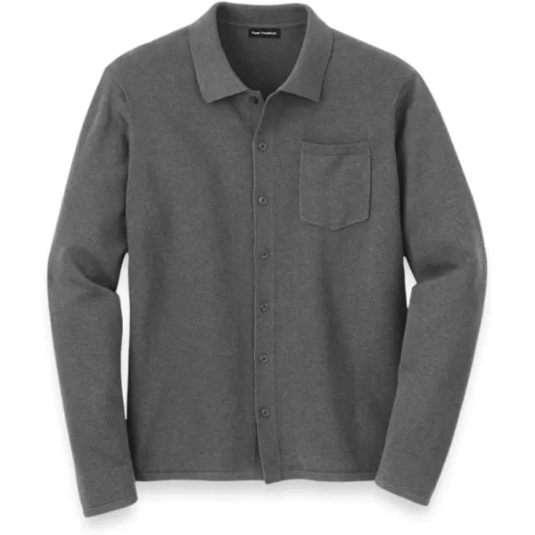 imagePaul Fredrick Mens Supima Cotton Button Front PoloMedium Grey