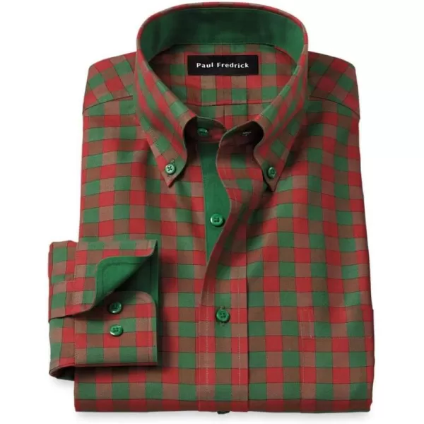 imagePaul Fredrick Mens Tailored Fit NonIron Cotton Gingham Dress Shirt