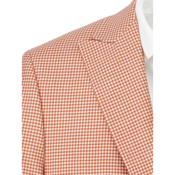 imagePaul Fredrick Mens Wool Houndstooth Single Breasted Peak Lapel Sport CoatMelon