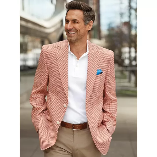 imagePaul Fredrick Mens Wool Houndstooth Single Breasted Peak Lapel Sport CoatMelon