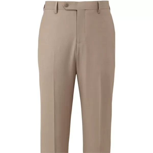 imagePaul Fredrick Mens Wool Stretch Bengaline Flat Front Suit PantsLight Tan