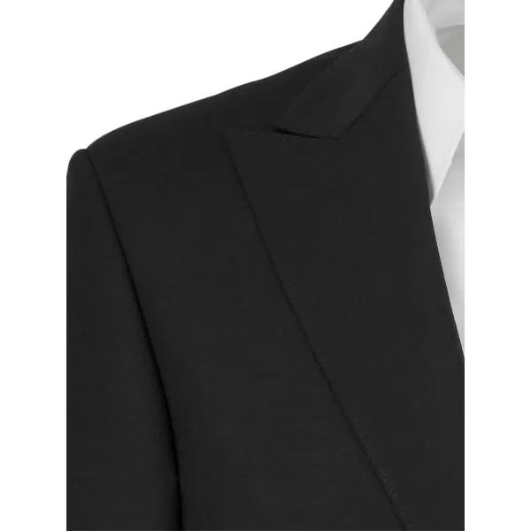 imagePaul Fredrick Mens Wool Stretch Bengaline Peak Lapel Suit JacketBlack