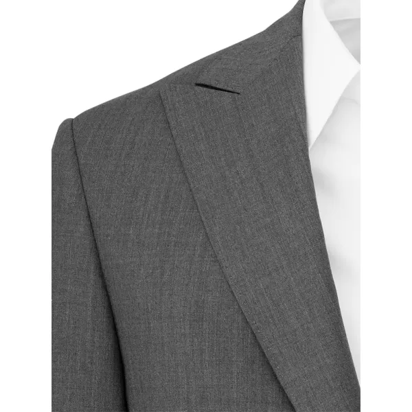 imagePaul Fredrick Mens Wool Stretch Bengaline Peak Lapel Suit JacketGrey