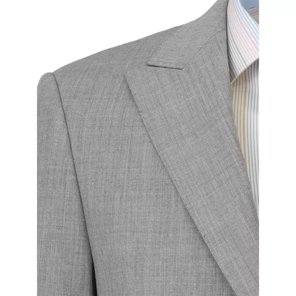 imagePaul Fredrick Mens Wool Stretch Bengaline Peak Lapel Suit JacketLight Grey