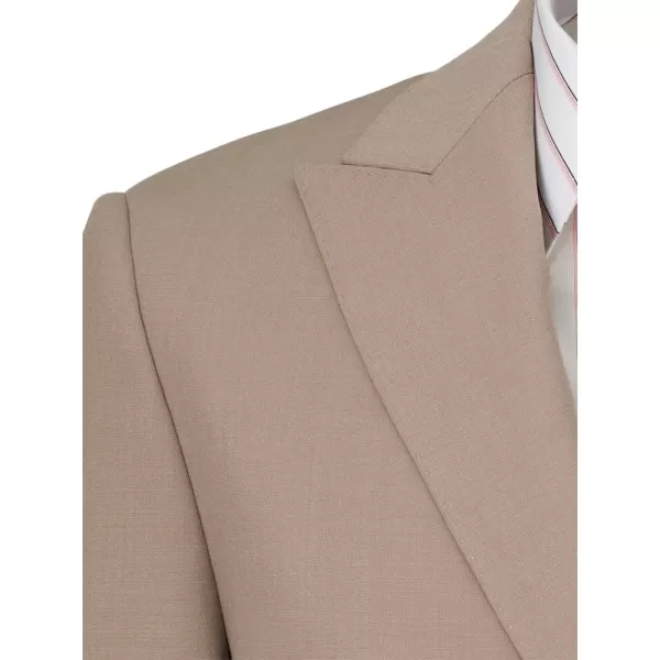 imagePaul Fredrick Mens Wool Stretch Bengaline Peak Lapel Suit JacketLight Tan