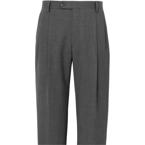 imagePaul Fredrick Mens Wool Stretch Bengaline Pleated Suit PantsGrey