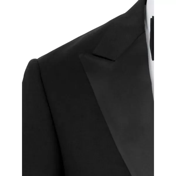 imagePaul Fredrick Mens Wool Stretch Single Breasted Peak Lapel Tuxedo JacketBlack