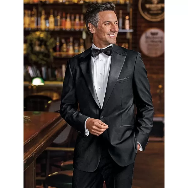 imagePaul Fredrick Mens Wool Stretch Single Breasted Peak Lapel Tuxedo JacketBlack