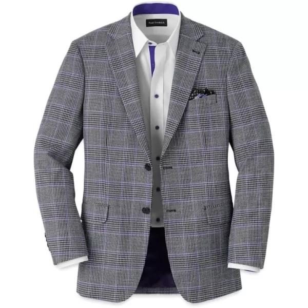 imagePaul Fredrick Mens Microfiber Windowpane Single Breasted Notch Lapel Sport Coat