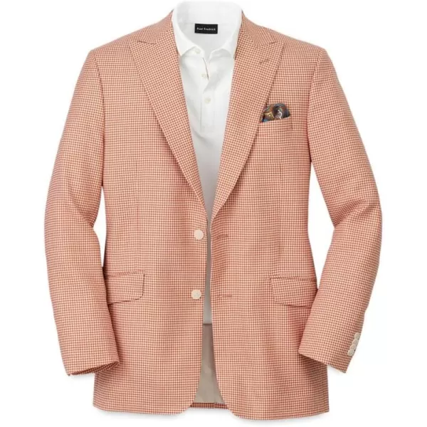 imagePaul Fredrick Mens Wool Houndstooth Single Breasted Peak Lapel Sport CoatMelon