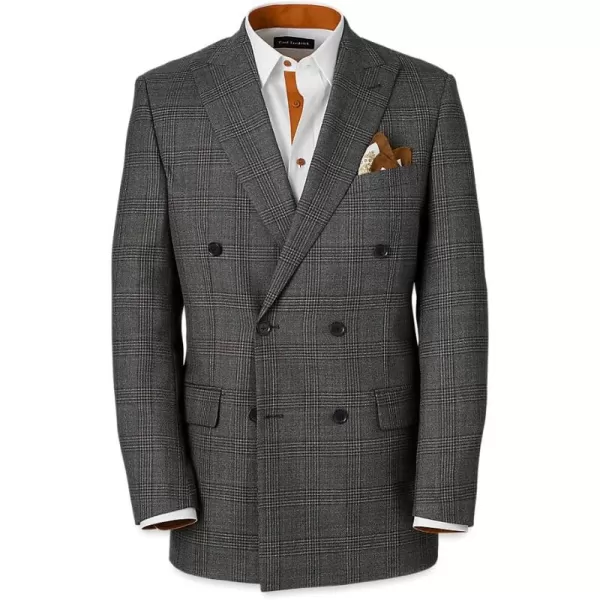 imagePaul Fredrick Mens Wool Plaid Double Breasted Peak Lapel Suit Jacket