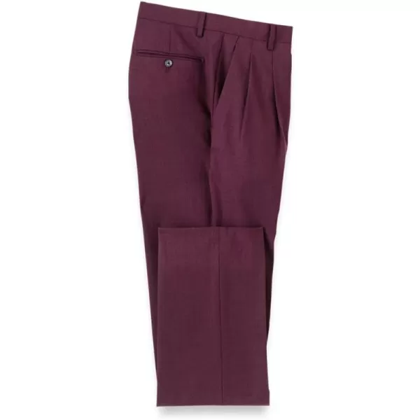 imagePaul Fredrick Mens Wool Stretch Bengaline Double Pleated Suit Pants