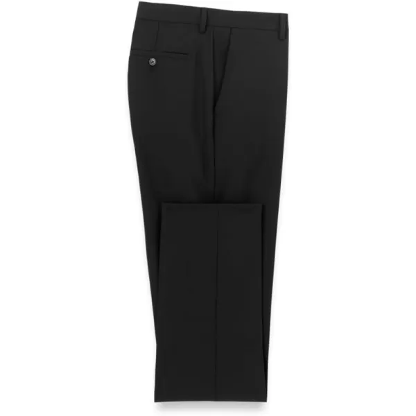 imagePaul Fredrick Mens Wool Stretch Bengaline Flat Front Suit PantsBlack