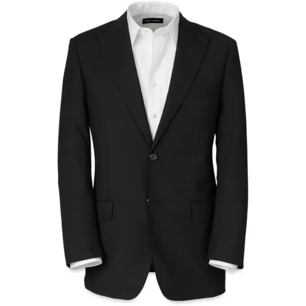 imagePaul Fredrick Mens Wool Stretch Bengaline Peak Lapel Suit JacketBlack