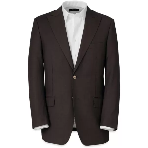 imagePaul Fredrick Mens Wool Stretch Bengaline Peak Lapel Suit JacketDark Brown