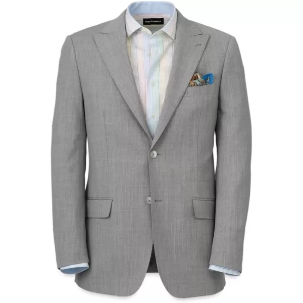 imagePaul Fredrick Mens Wool Stretch Bengaline Peak Lapel Suit JacketLight Grey