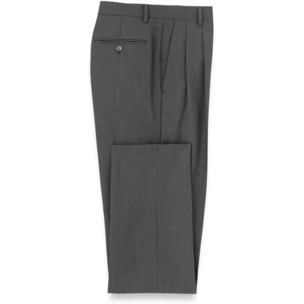 imagePaul Fredrick Mens Wool Stretch Bengaline Pleated Suit PantsGrey