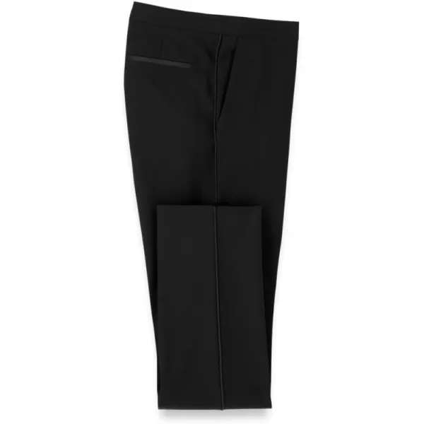 imagePaul Fredrick Mens Wool Stretch Flat Front Tuxedo PantsBlack