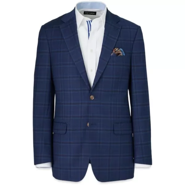 imagePaul Fredrick Mens Wool Stretch Plaid Single Breasted Suit Jacket
