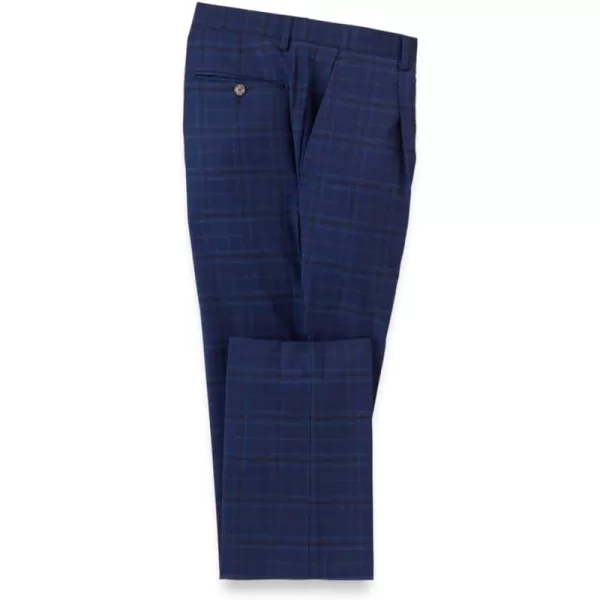 imagePaul Fredrick Mens Wool Stretch Plaid Single Pleat Suit Pants