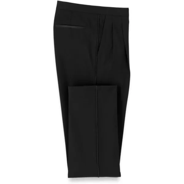 imagePaul Fredrick Mens Wool Stretch Pleated Tuxedo PantsBlack