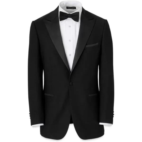 imagePaul Fredrick Mens Wool Stretch Single Breasted Peak Lapel Tuxedo JacketBlack