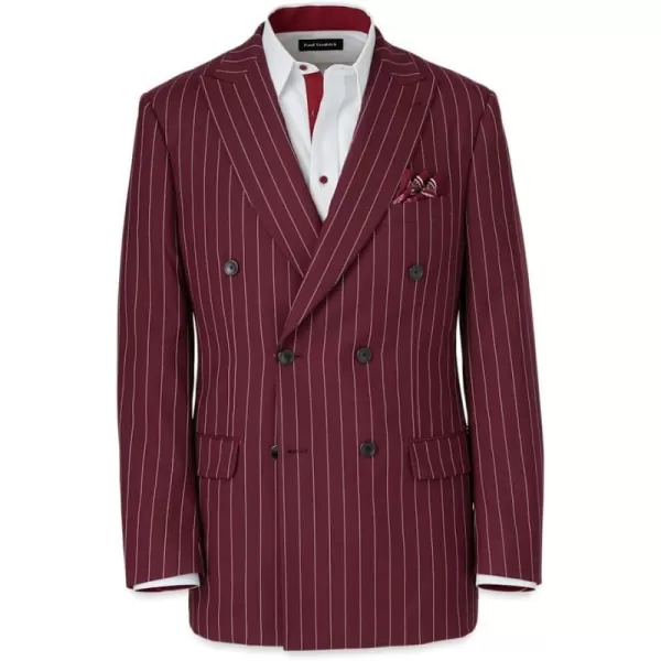 imagePaul Fredrick Mens Wool Stretch Stripe Double Breasted Suit Jacket
