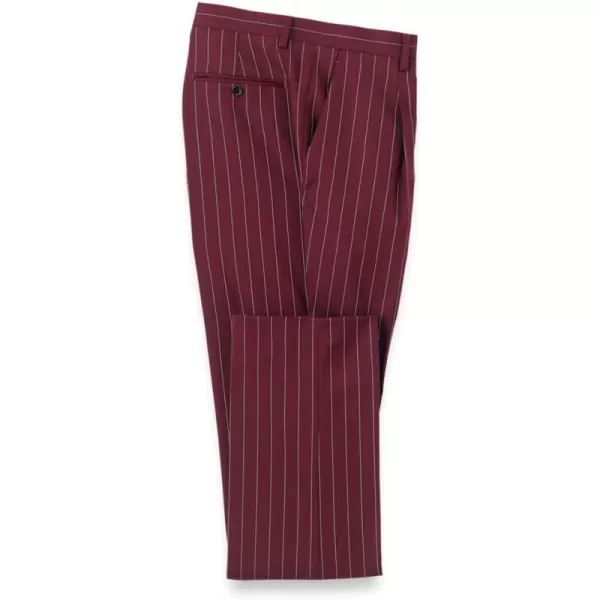 imagePaul Fredrick Mens Wool Stretch Stripe Single Pleat Suit Pants