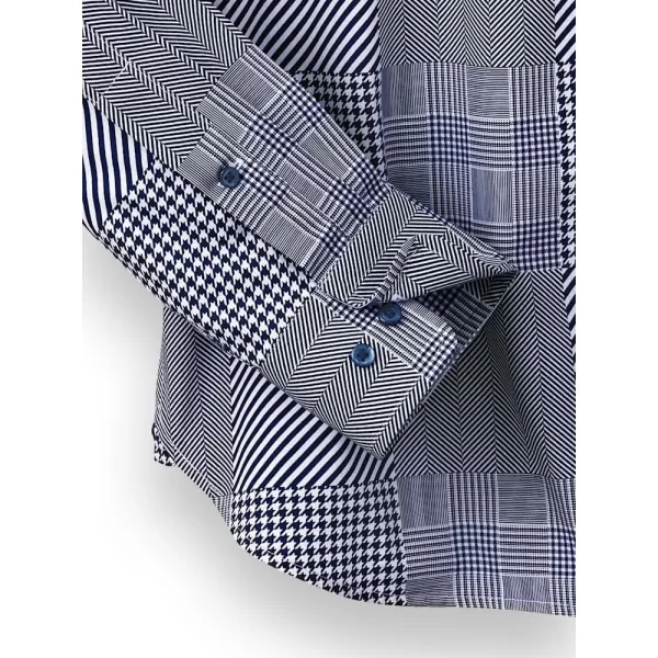 imagePaul Fredrick Mens Slim Fit Cotton Patchwork Print Casual Shirt