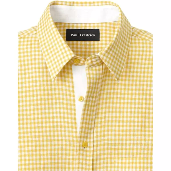 imagePaul Fredrick Mens Slim Fit Linen Gingham Check Casual Shirt