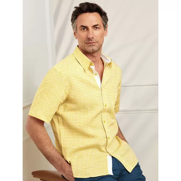 imagePaul Fredrick Mens Slim Fit Linen Gingham Check Casual Shirt