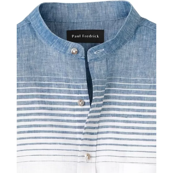 imagePaul Fredrick Mens Slim Fit Linen Horizontal Stripe Casual Shirt