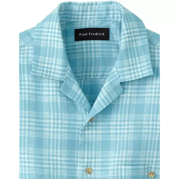 imagePaul Fredrick Mens Slim Fit Linen Plaid Casual Shirt