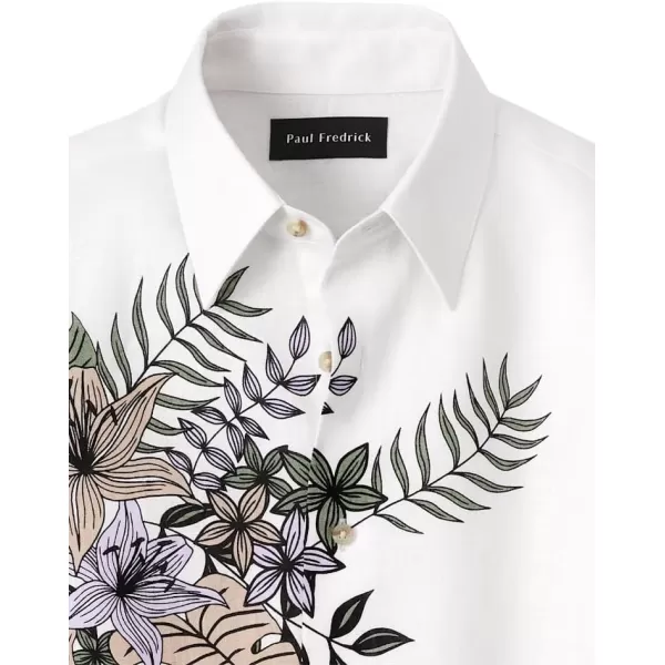 imagePaul Fredrick Mens Slim Fit Linen Print Panel Casual Shirt