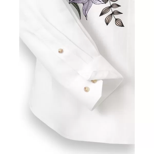 imagePaul Fredrick Mens Slim Fit Linen Print Panel Casual Shirt