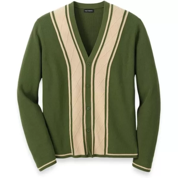 imagePaul Fredrick Mens Cotton Button Front Cardigan SweaterGreen