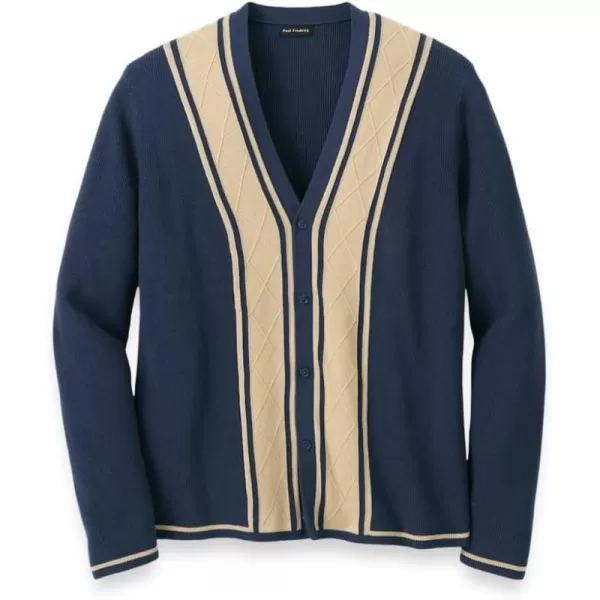 imagePaul Fredrick Mens Cotton Button Front Cardigan SweaterNavy