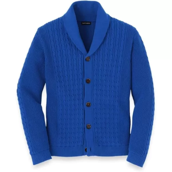 imagePaul Fredrick Mens Cotton Cable Button Front Shawl Collar CardiganCobalt