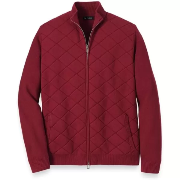 imagePaul Fredrick Mens Cotton Full Zip Mock Neck SweaterBurgundy