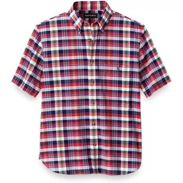 imagePaul Fredrick Mens Slim Fit Cotton Madras Plaid Casual Shirt