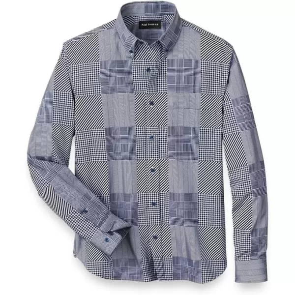 imagePaul Fredrick Mens Slim Fit Cotton Patchwork Print Casual Shirt