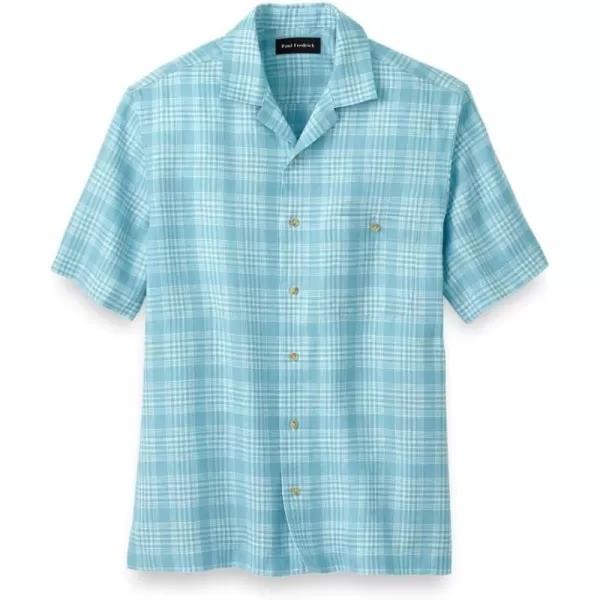 imagePaul Fredrick Mens Slim Fit Linen Plaid Casual Shirt