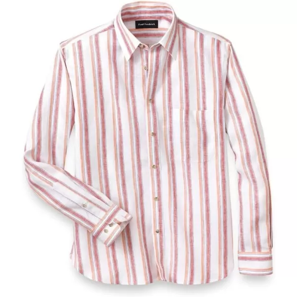 imagePaul Fredrick Mens Slim Fit Linen Stripe Casual Shirt